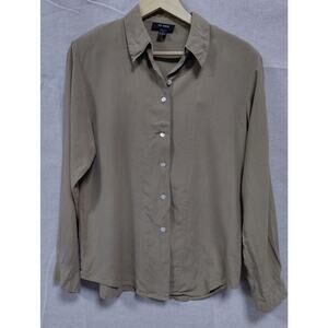 SILK HOUSE Shirt Beige Solid Long Sleeve 100% Silk Women Size M